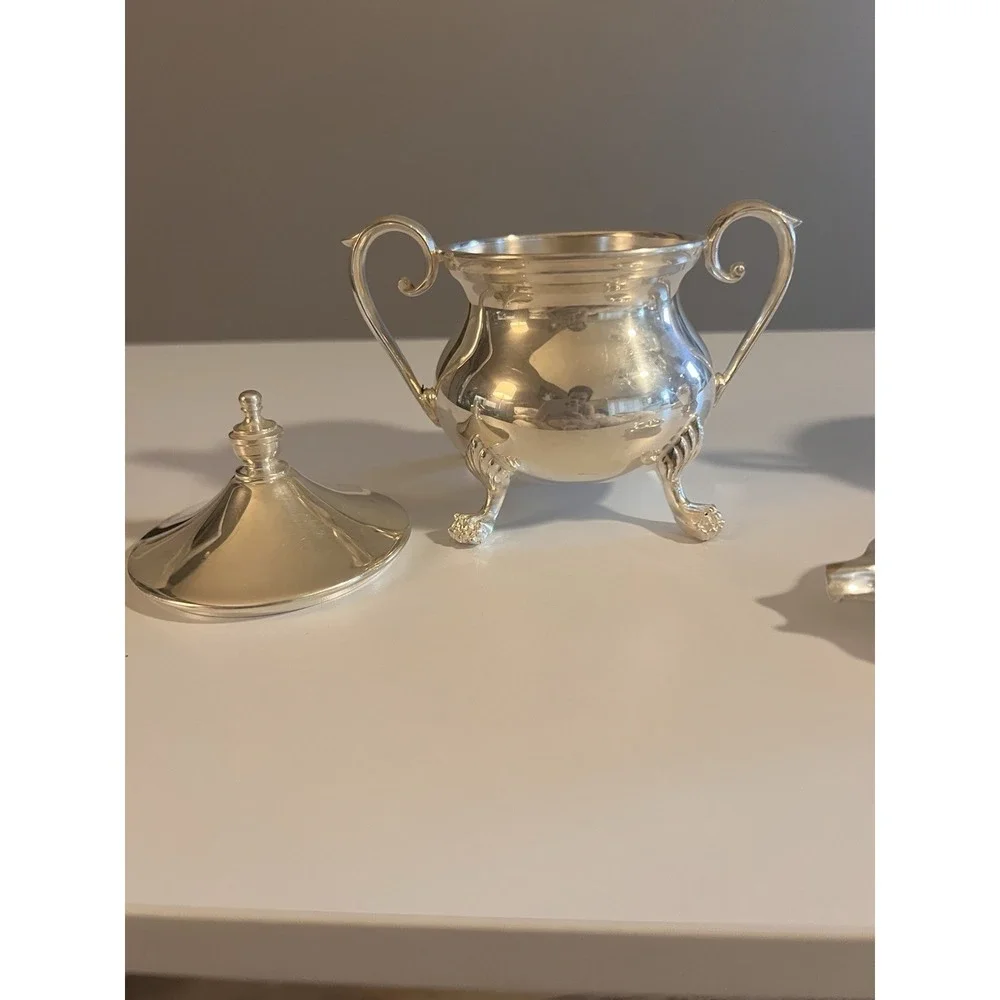 Vintage‎ Silverplate Creamer & Sugar Set Sheffield EPNS Silver on Copper
